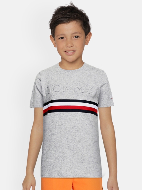 

Tommy Hilfiger Boys Grey Melange Striped Organic Cotton T-shirt