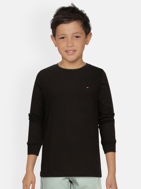 

Tommy Hilfiger Boys Black Solid Pure Cotton T-shirt