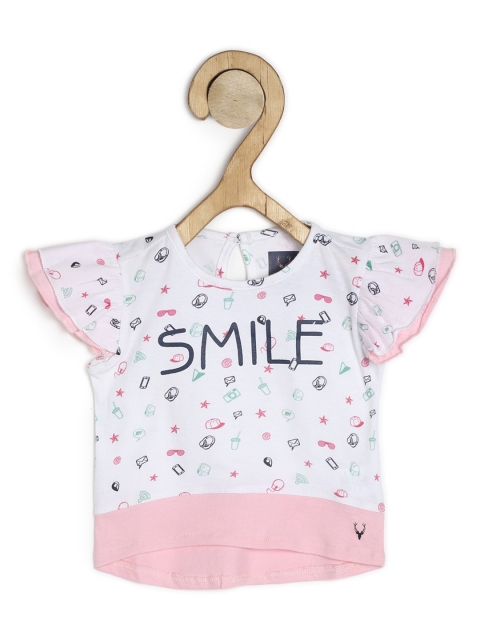 

Allen Solly Junior Girls White Printed V-Neck Pure Cotton T-shirt
