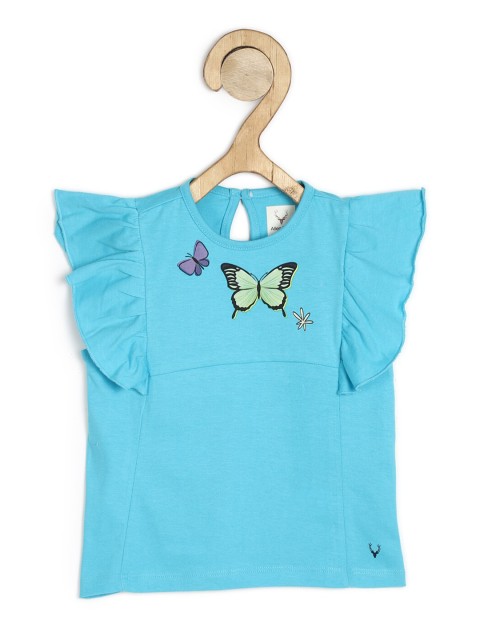 

Allen Solly Junior Girls Blue Printed Pure Cotton T-shirt