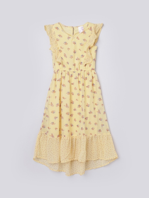 

max Kids-Girls Yellow Floral Maxi Dress