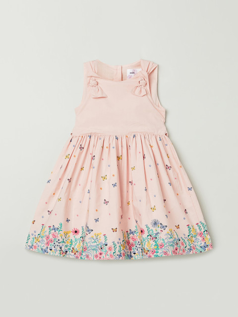 

max Girls Orange Floral Fit & Flare Cotton Dress