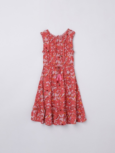 

max Girls Rust & White Floral Maxi Dress