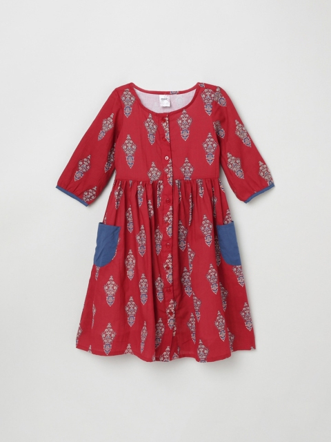 

max Maroon & Blue Ethnic Motifs Dress