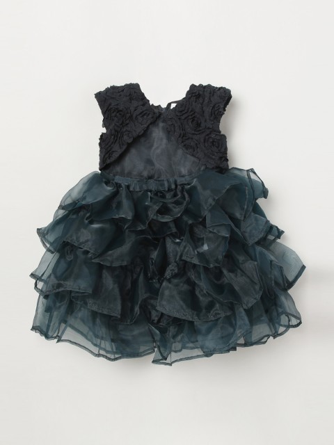 

max Charcoal Self Design Layered Detail Fit & Flare Dress