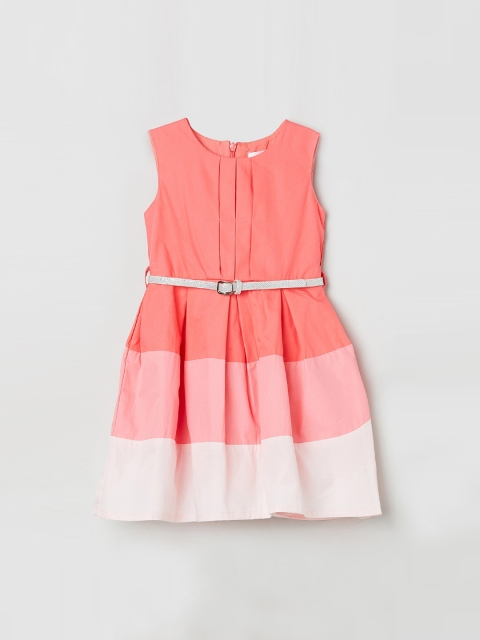 

max Girls Pink Pure Cotton Striped Fit & Flare Dress