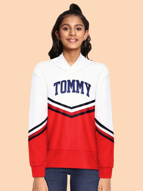 

Tommy Hilfiger Girls White Embroidered Hooded Sweatshirt