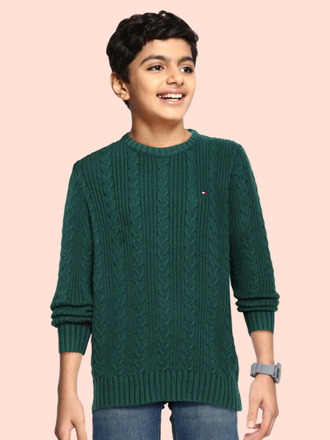 

Tommy Hilfiger Boys Green BB ESSENTIAL Cable Knit Pullover