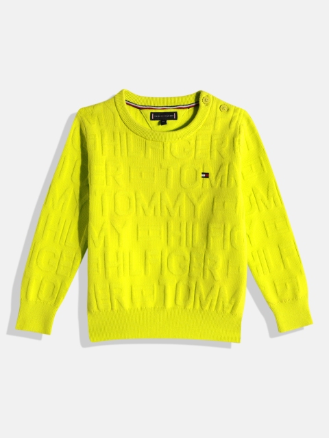 

Tommy Hilfiger Boys Fluorescent Green Brand Logo Embroidered Pullover