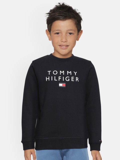 

Tommy Hilfiger Boys Navy Blue Typography Printed Organic Cotton Sweatshirt