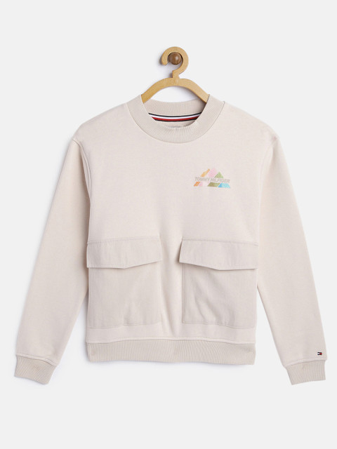 

Tommy Hilfiger Girls Beige Solid Sweatshirt