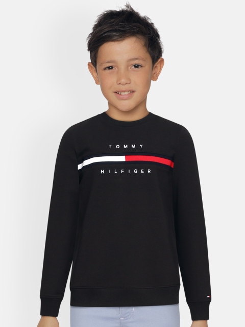 

Tommy Hilfiger Boys Black Brand Logo Embroidered Sweatshirt