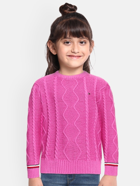 

Tommy Hilfiger Girls Pink Solid Pure Cotton Pullover