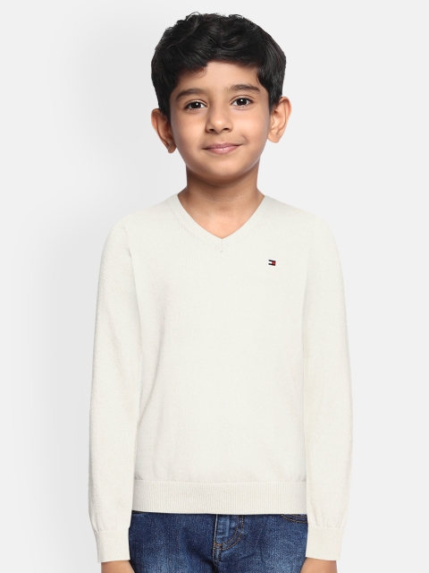

Tommy Hilfiger Boys Off-White Solid Organic Cotton Pullover