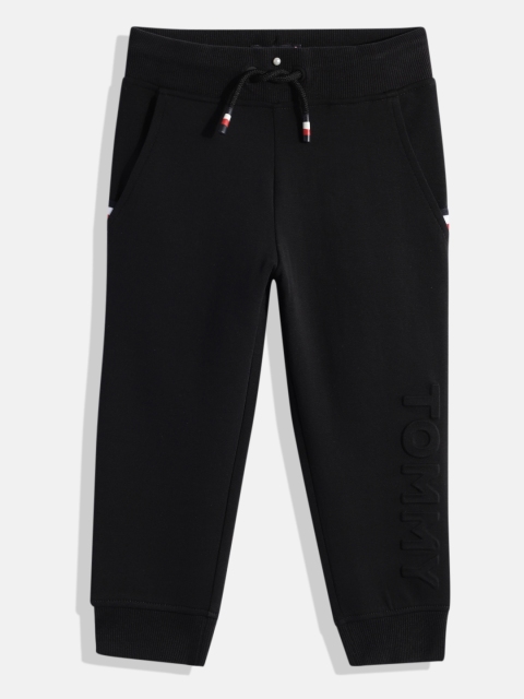 

Tommy Hilfiger Boys Black Solid Brand Logo Embossed Joggers