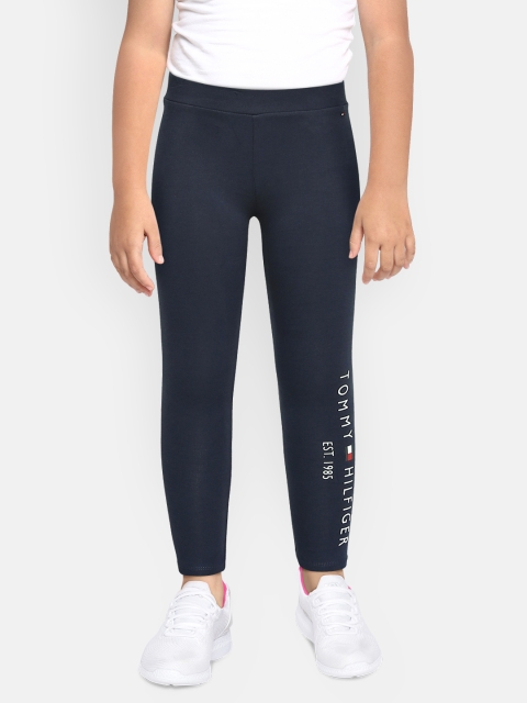 

Tommy Hilfiger Girls Navy Blue Solid Ankle Length Leggings