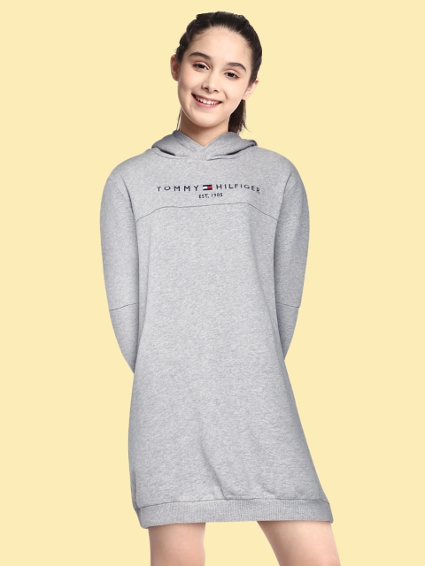 

Tommy Hilfiger Grey Solid Hooded Jumper Dress