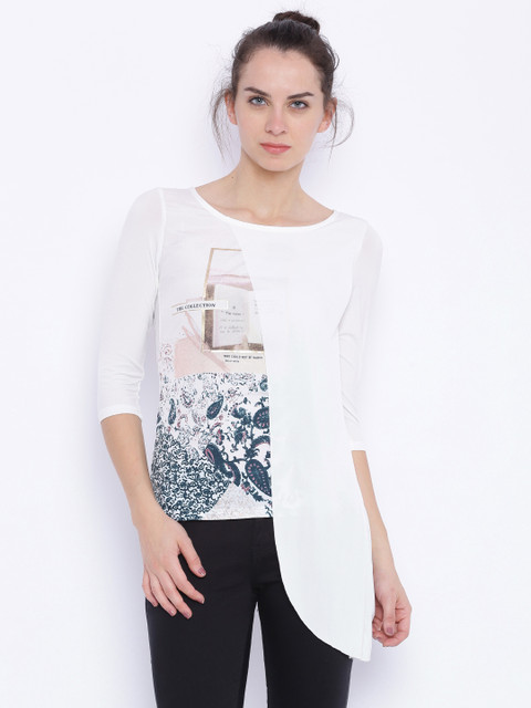 

Deal Jeans Women White Printed Top