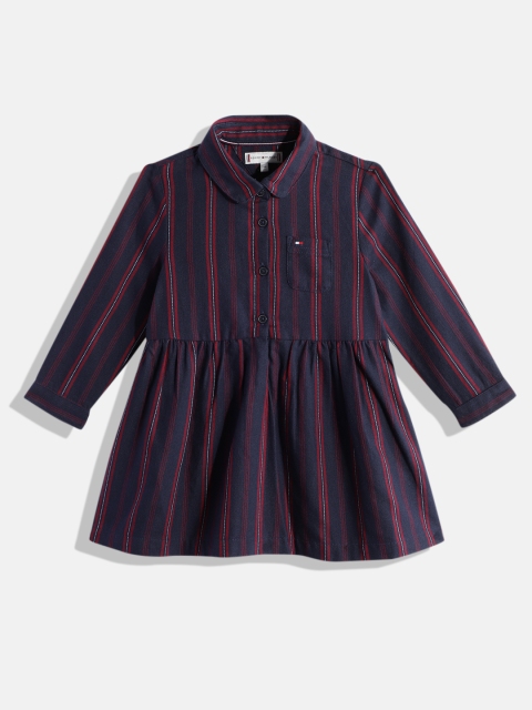 

Tommy Hilfiger Navy Blue & Red Striped Pure Cotton Shirt Dress