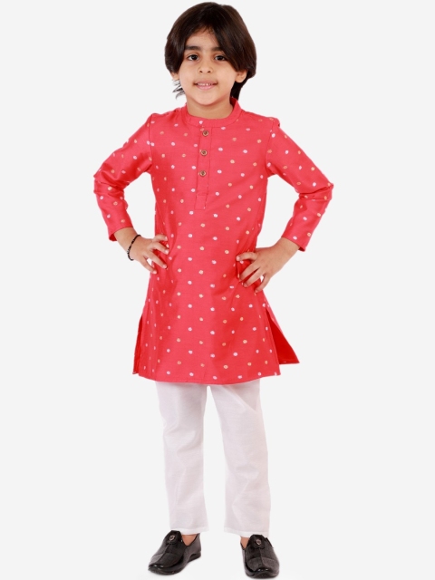 

Lil Peacock Boys Coral Printed Kurta with Pyjamas