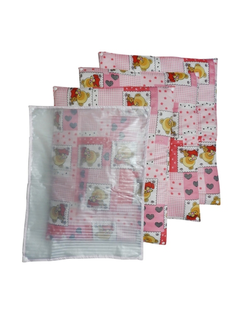 

PINKBUNNY Pack of 4 Pink Teddy Printed Bed Matt