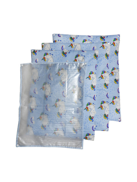 

PINKBUNNY Pack of 4 Blue Unicorn Printed Bed Matt