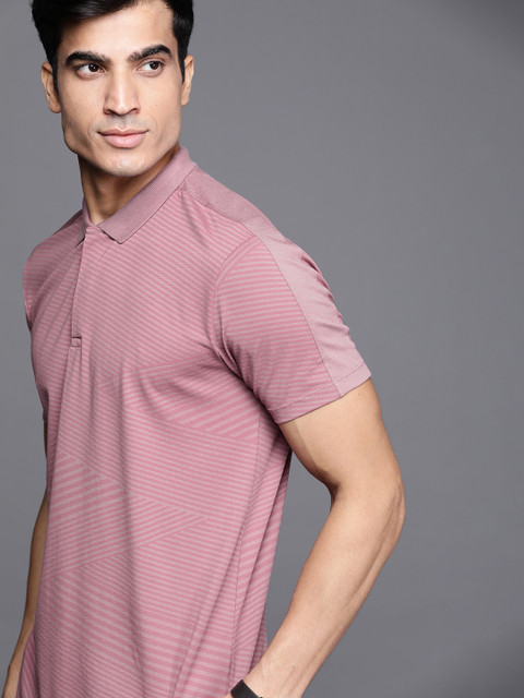 

Louis Philippe Sport Men Pink Striped Polo Collar T-shirt