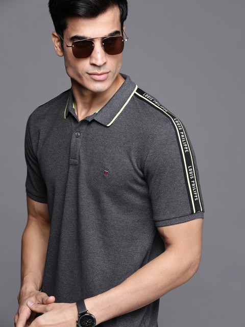 

Louis Philippe Sport Men Charcoal Grey Melange Effect Cotton T-shirt