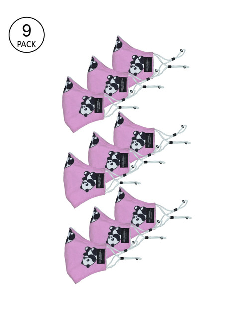 

Bellofox Unisex Pack Of 9 Pink & White Printed 3-Ply Pure Cotton Reusable Outdoor Masks
