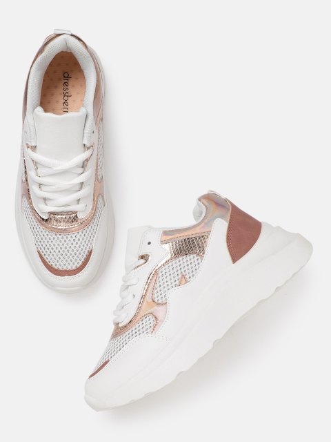 

DressBerry Women White Textured Sneakers