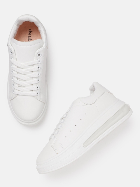 

DressBerry Women White Solid Sneakers with Perforations