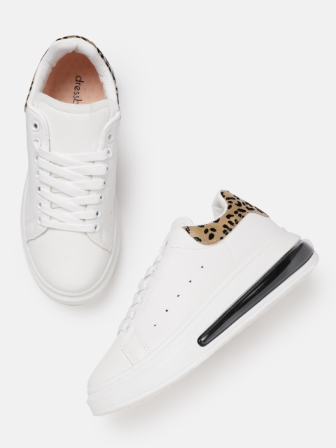

DressBerry Women White Solid Flatform Sneakers