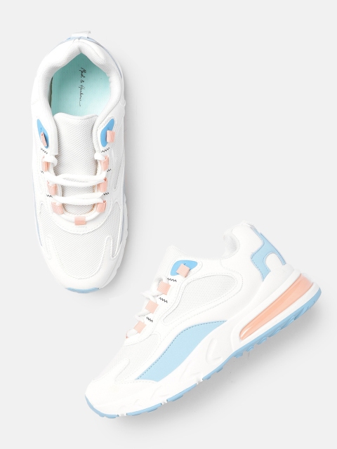

Mast & Harbour Women White & Blue Colourblocked Chunky Sneakers