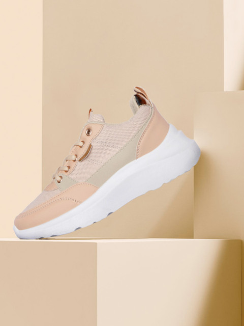 

Mast & Harbour Women Beige Woven Design Sneakers