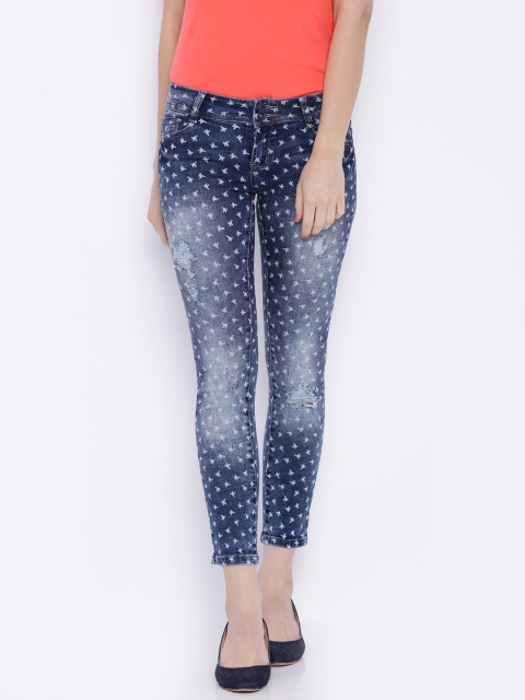 

Deal Jeans Women Blue Skinny Fit Mid-Rise Highly Distressed Jeans