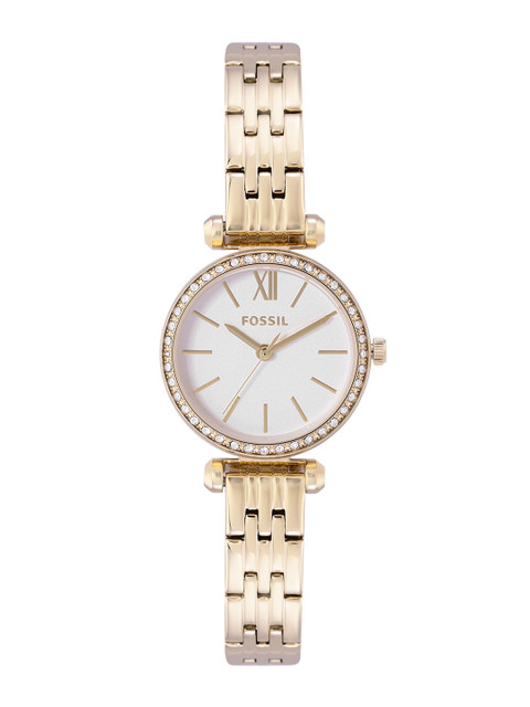 

Fossil Women White Dial & Gold-Toned Straps Tillie Mini Analogue Watch BQ3503