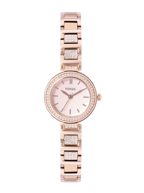 

Fossil Women Pink Karli Mini Stainless Steel Bracelet Style Straps Analogue Watch BQ3603