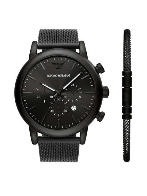 

Emporio Armani Men Black Analogue Watch with Bracelet
