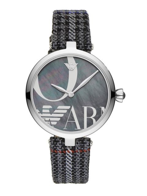 

Emporio Armani Women Charcoal Grey Dial & Checked Straps Analogue Watch AR11333