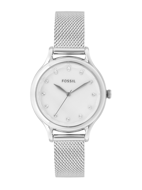 

Fossil Women White Laney Silver Analogue Watch BQ3390