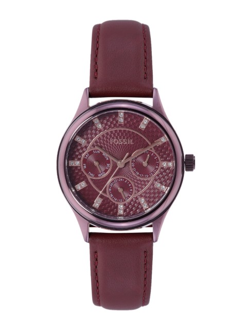 

Fossil Women Maroon Modern Sophisticate Leather Straps Analogue Watch BQ3285