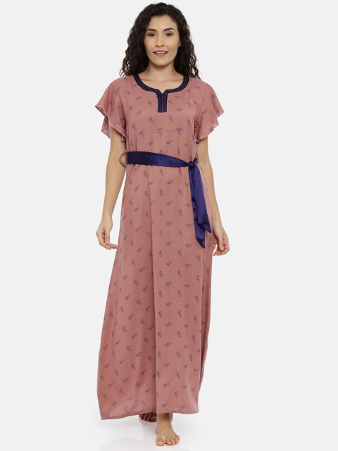 

GOLDSTROMS Pink Printed Maxi Nightdress With Back Small Zipper NB-3800-PCH2