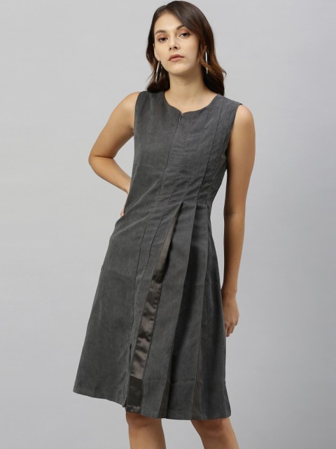 

RAREISM Women Grey A-Line Pleated Dress