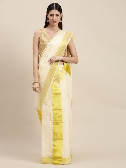 

Thara Saree Off White Zari Pure Cotton Kasavu Set Mundu Sarees