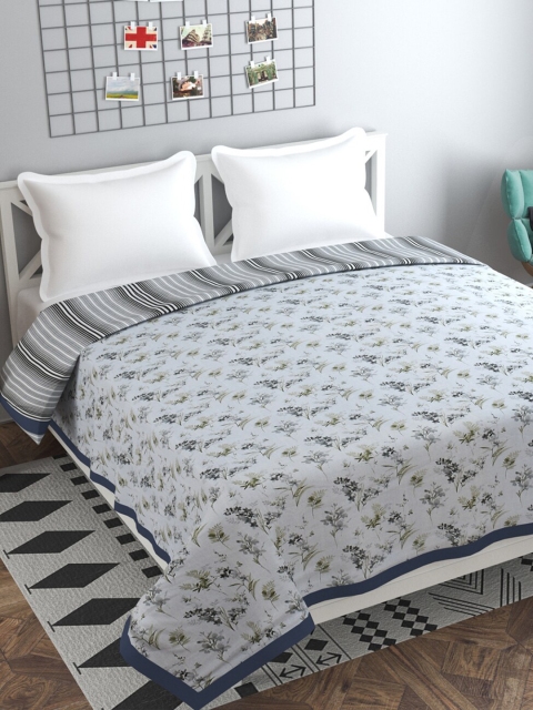 

Florida Blue & Grey Floral AC Room 120 GSM Double Bed Dohar