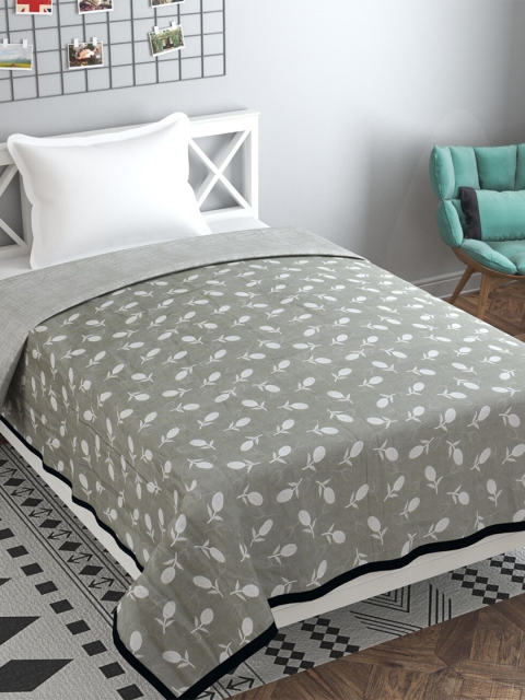 

Florida Grey & White Floral AC Room 120 GSM Single Bed Dohar