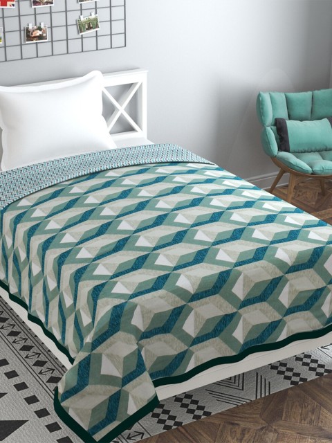 

Florida Blue & White Geometric AC Room 120 GSM Single Bed Blanket