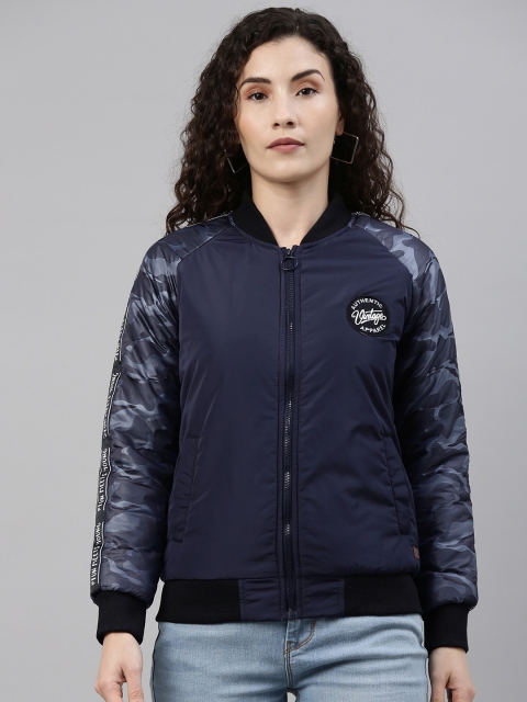

Campus Sutra Women Blue Windcheater Outdoor Bomber Jacket