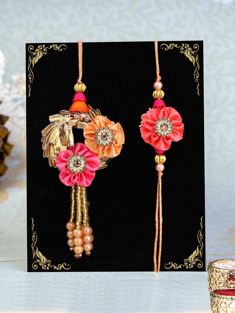 

TIED RIBBONS Multicoloured Rakhi Set with Card & Roli Chawal, Multi