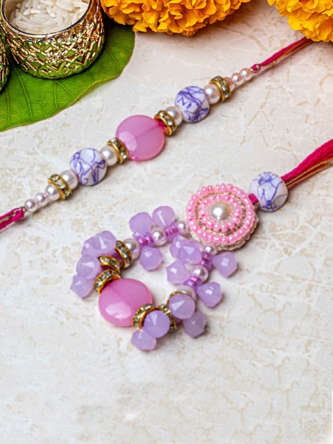 

TIED RIBBONS Multicoloured Handmade Lumba Rakhi Set with Card & Roli Chawal, Multi